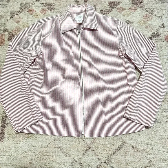Garnet hill• Red and white striped zipper top size 4 100% cotton blouse - Picture 7 of 10
